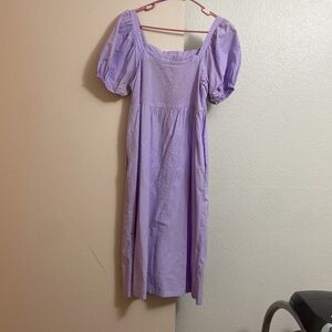 Lilac Textured Puff Sleeve Dress
